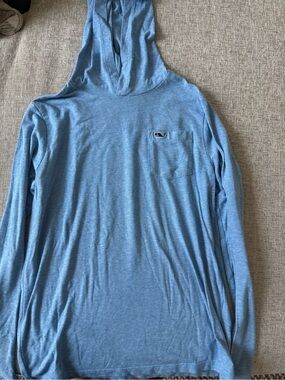 Vineyard Vines Light Blue Kids Hooded Long-Sleeve Pocket Top